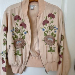Pink floral bomber jacket